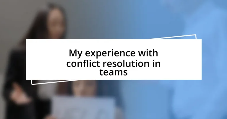 My experience with conflict resolution in teams