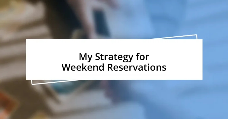 My Strategy for Weekend Reservations