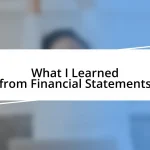 What I Learned from Financial Statements