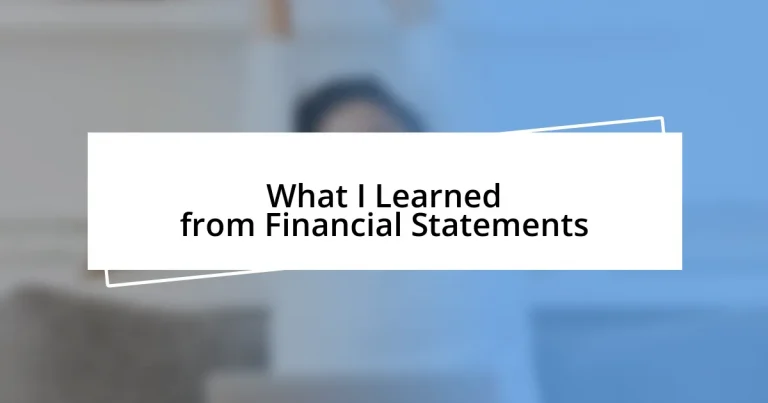 What I Learned from Financial Statements