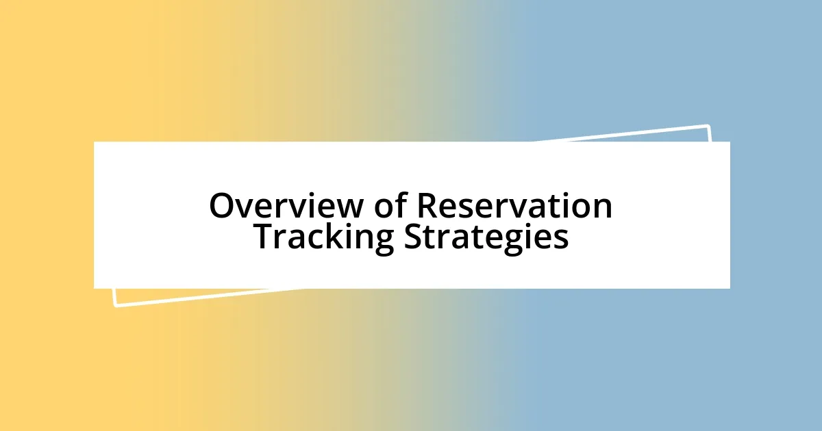 Overview of Reservation Tracking Strategies