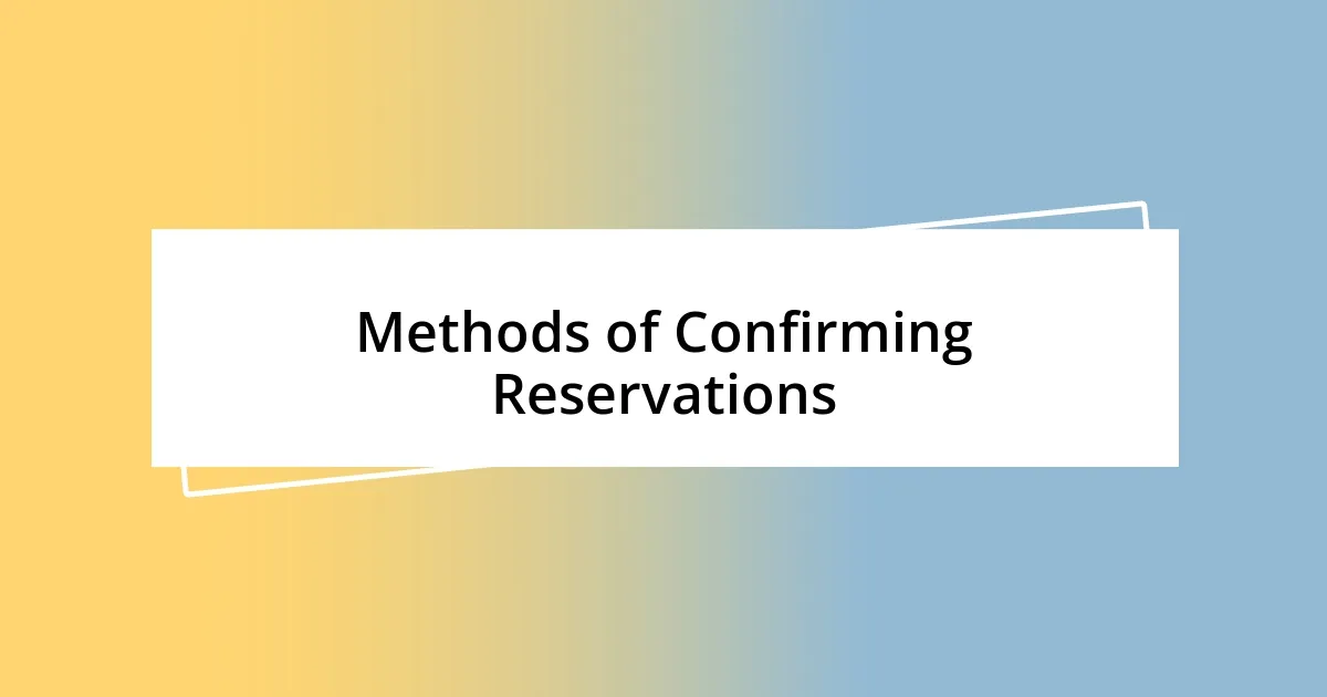 Methods of Confirming Reservations