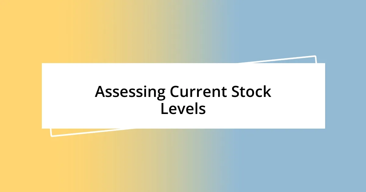 Assessing Current Stock Levels