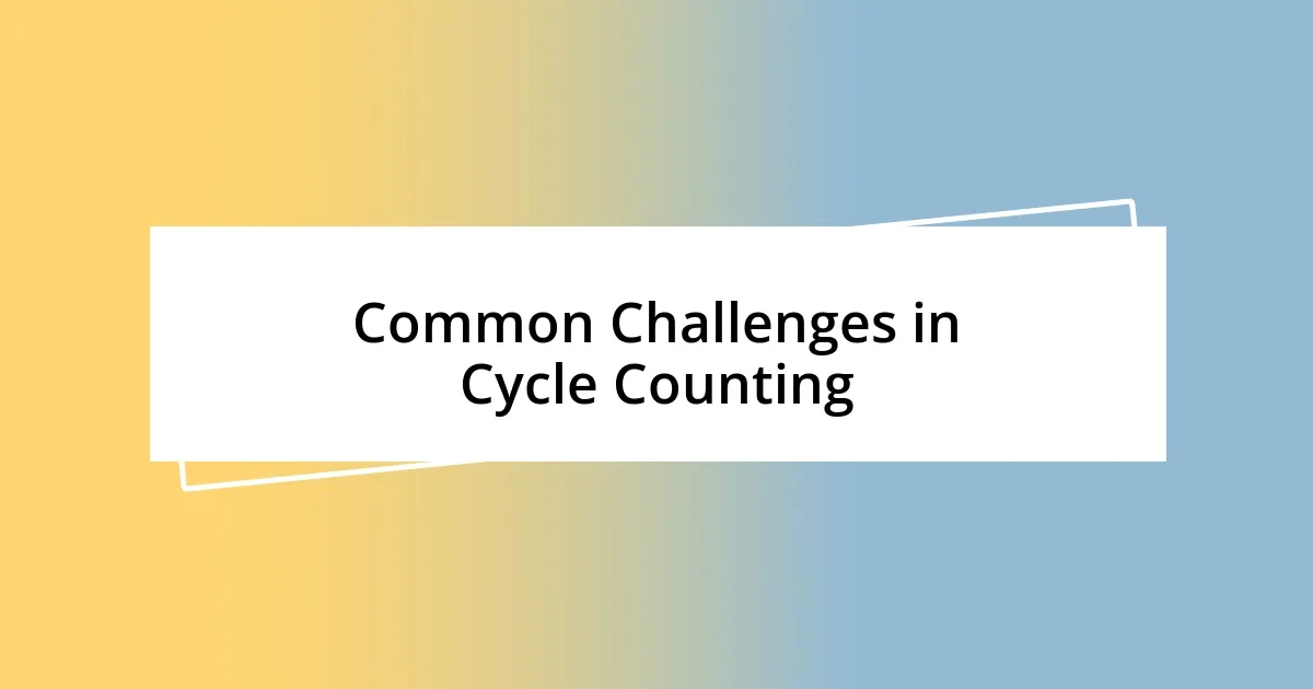 Common Challenges in Cycle Counting