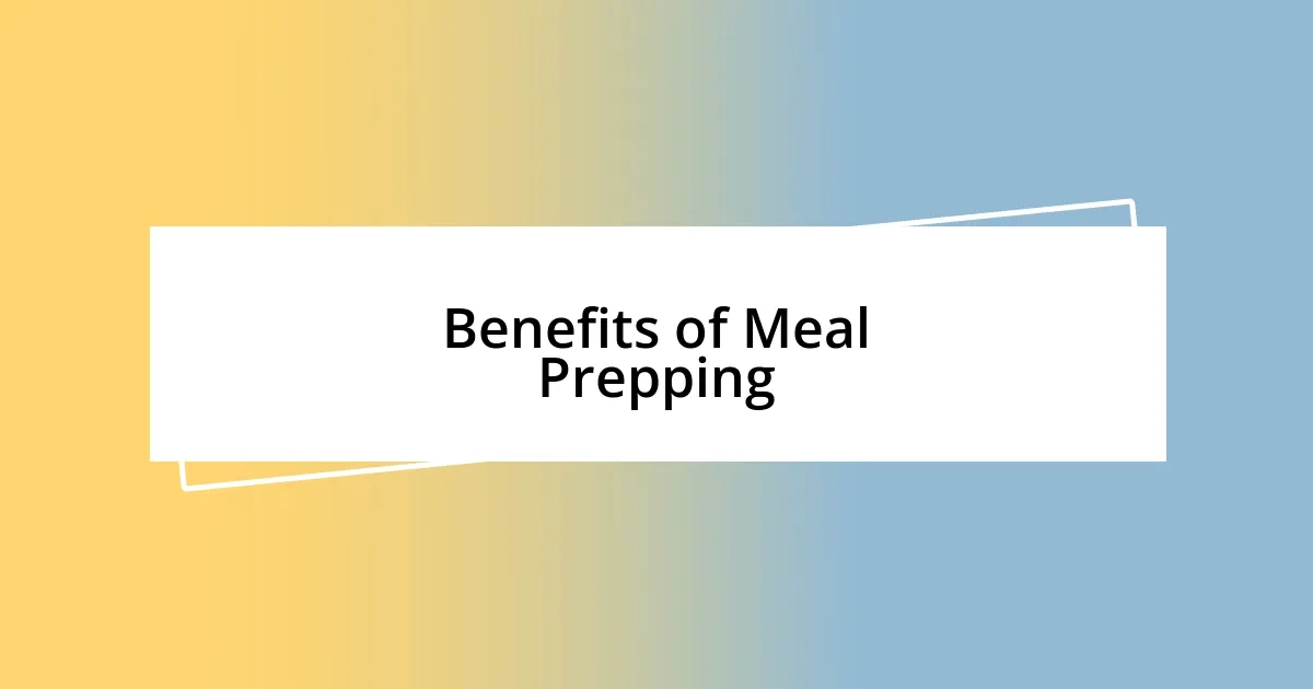 Benefits of Meal Prepping