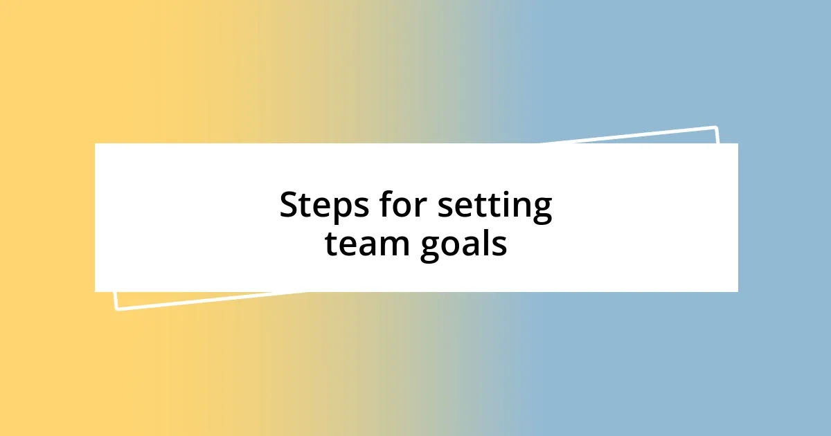 Steps for setting team goals