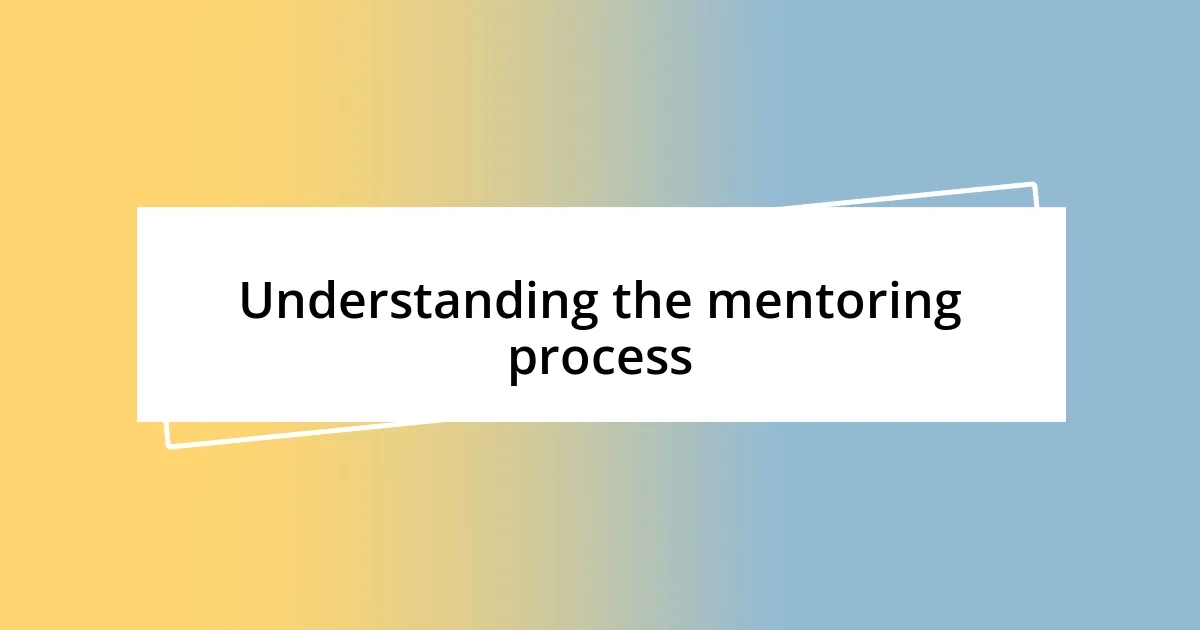 Understanding the mentoring process