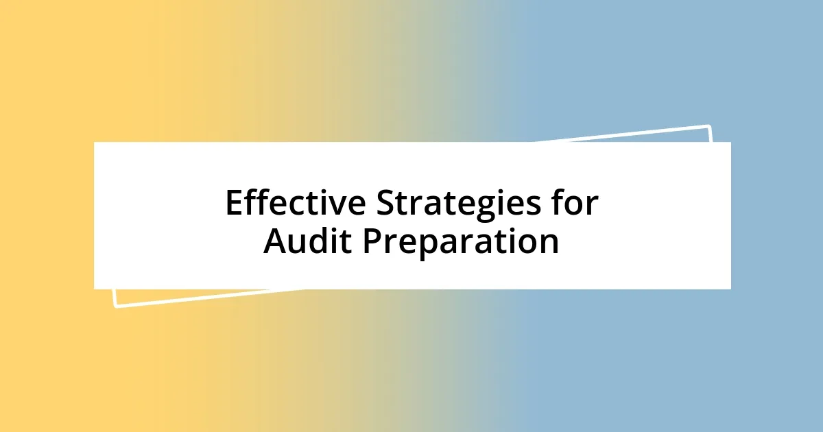 Effective Strategies for Audit Preparation