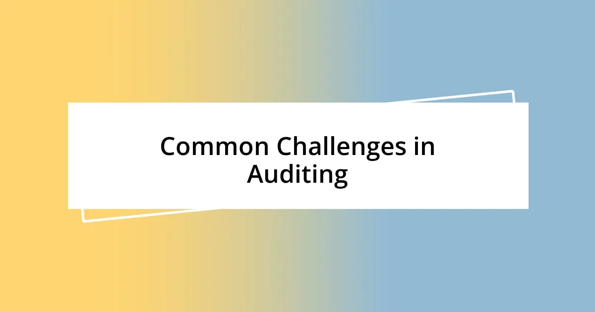 Common Challenges in Auditing